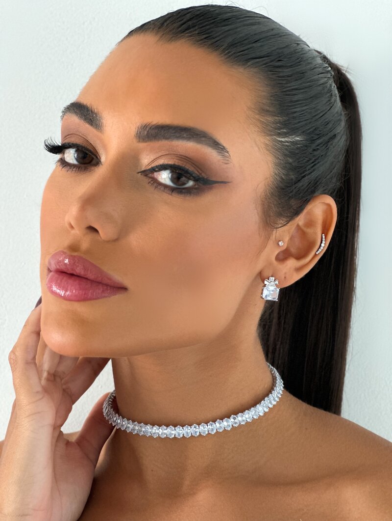 Choker Folheado a Ouro 18k e Prata Aro com Zircônias Ovais