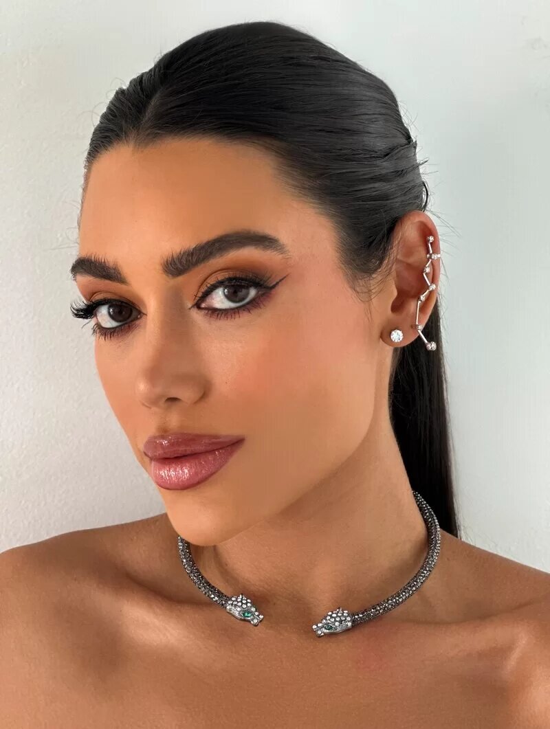 Choker Folheado a Ouro 18k e Prata Aro Cravejado Leopardo
