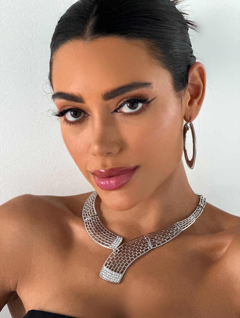 Choker Folheado a Ouro 18k e Prata Aro Design Quadriculado