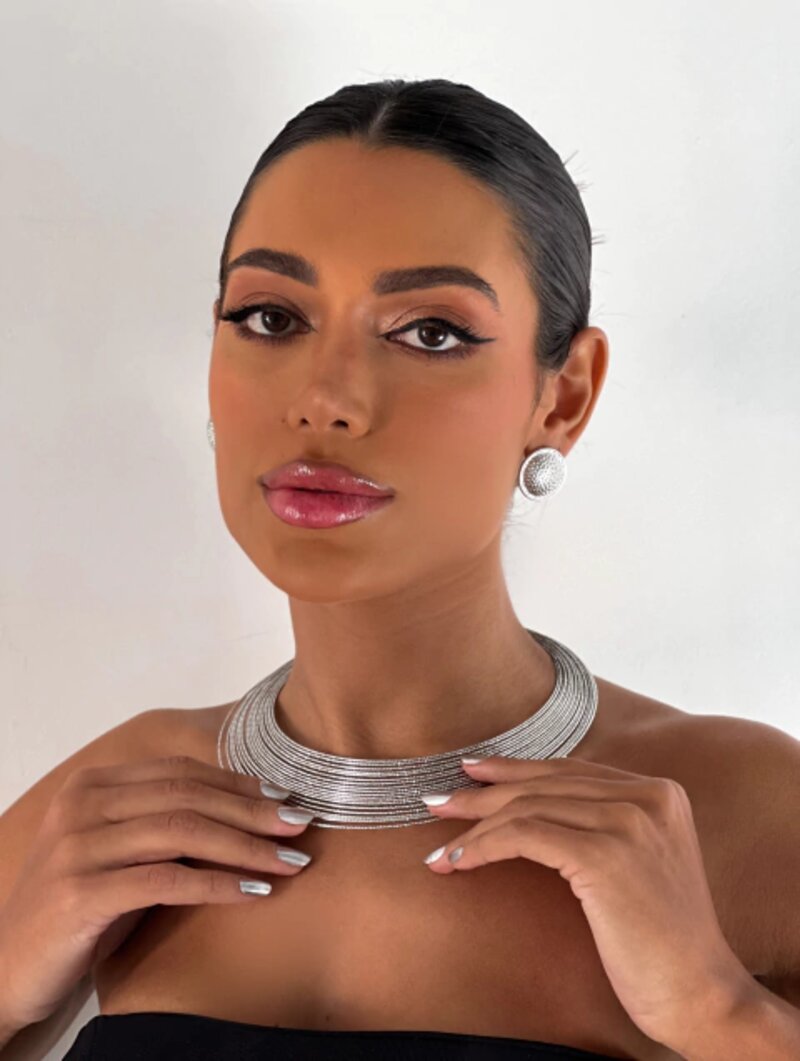choker folheado a ouro 18k e prata aro fios