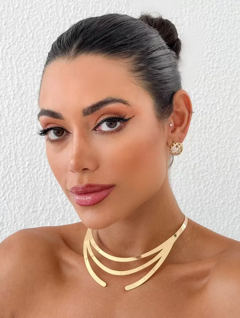 Choker Folheado a Ouro 18k e Prata Aro Liso Três Fios