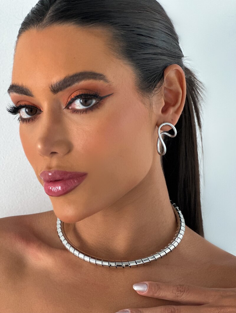 Choker Folheado a Ouro 18k e Prata Aro Mola Tubo