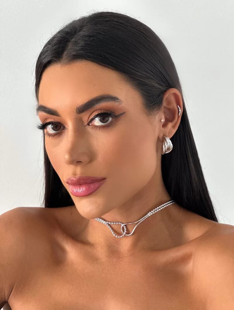 Choker Folheado a Ouro 18k e Prata Aro Torcido Frontal Lisa