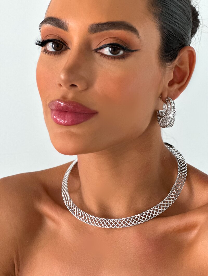 Choker Folheado a Ouro 18k e Prata Aro Trançado Vazado