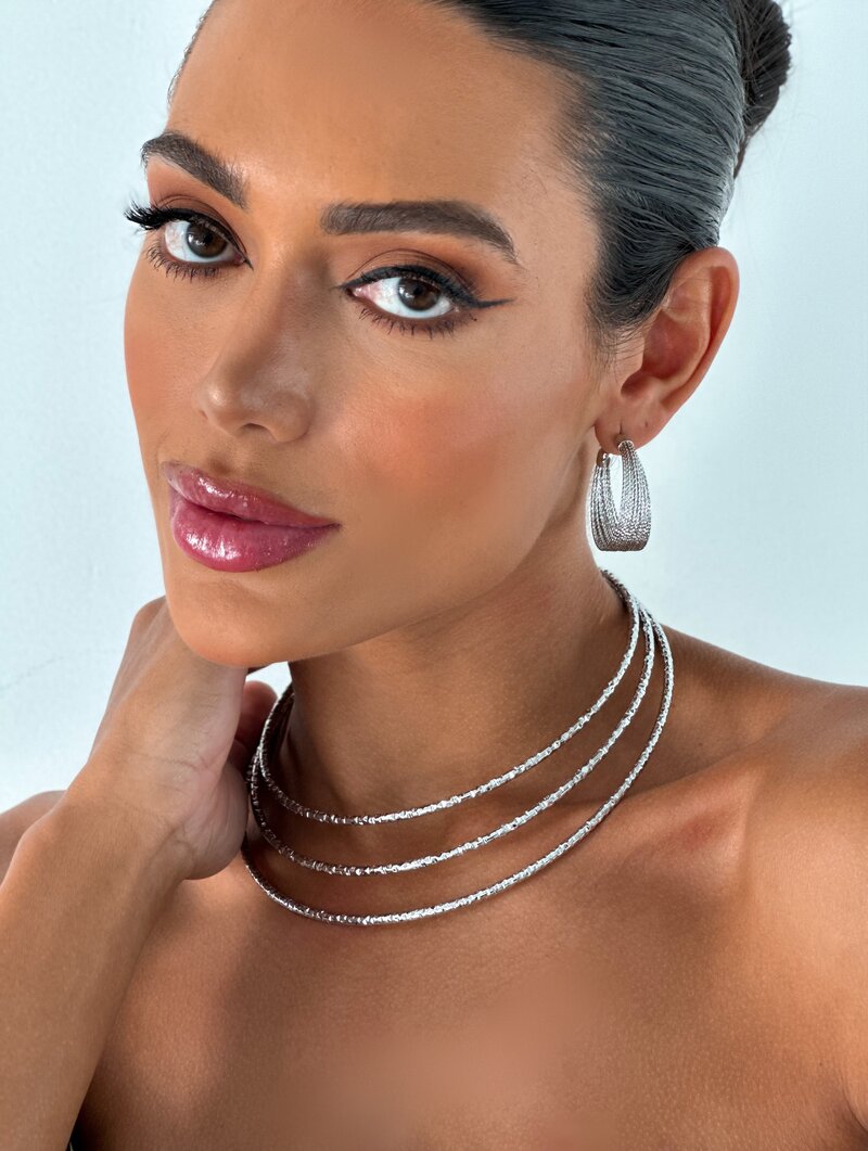 Choker Folheado a Ouro 18k e Prata Aro Três Fios Texturizados