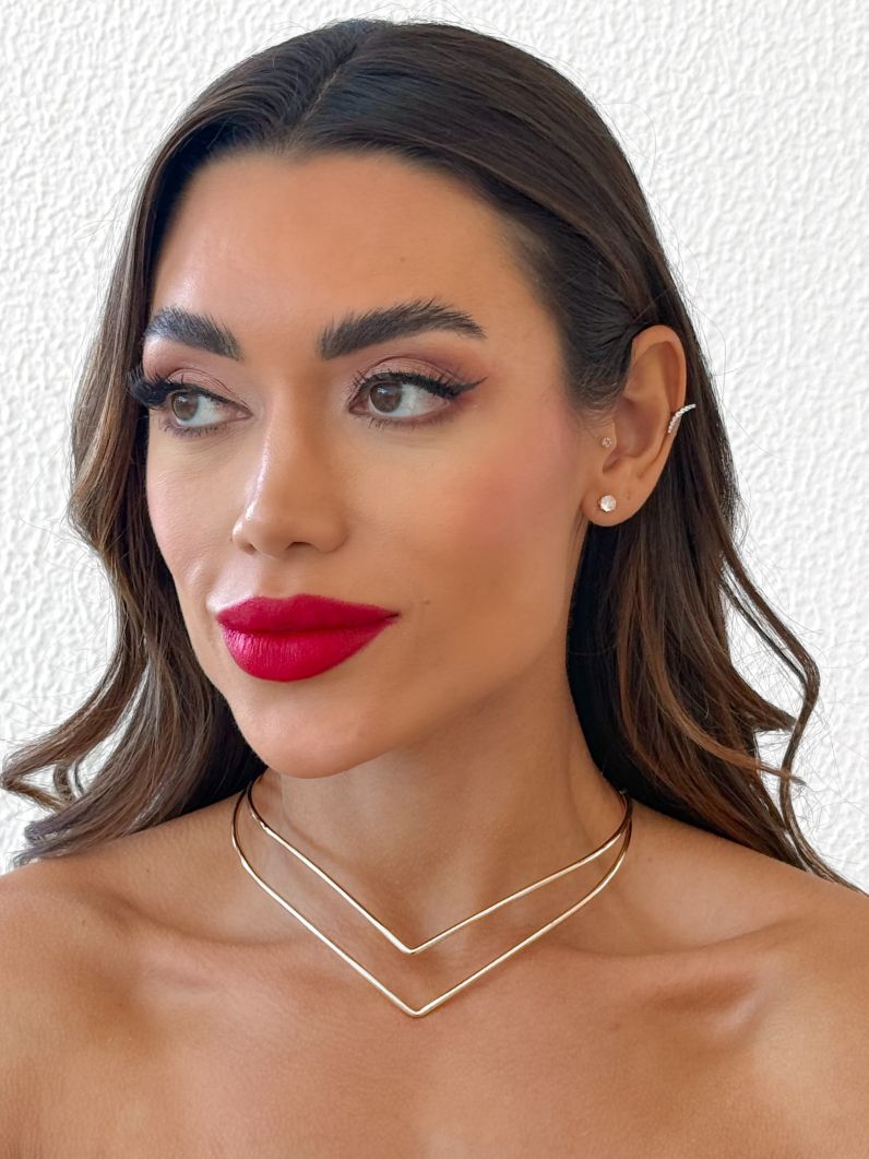 Choker Folheado a Ouro 18k e Prata Aro V Duplo