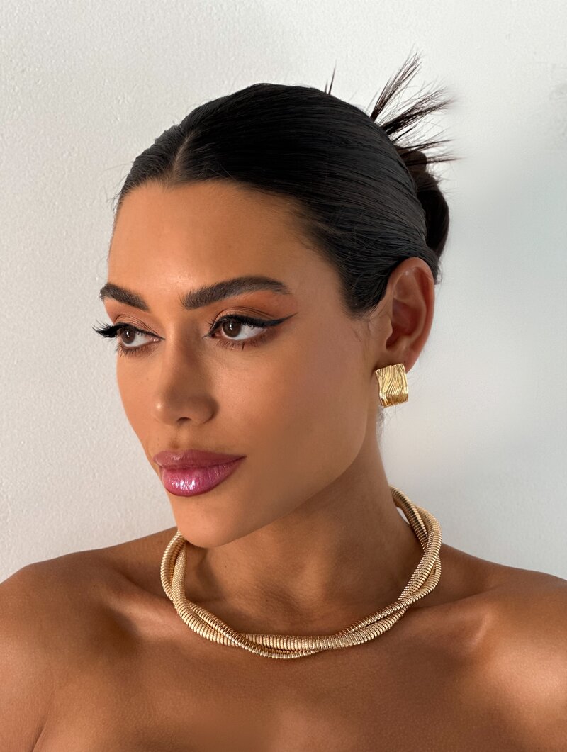 Choker Folheado a Ouro 18k e Prata Desing Malha Entrelaçada