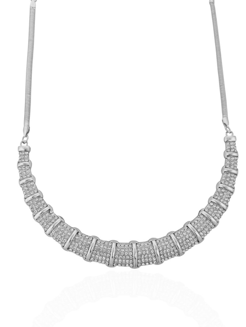 Choker Folheado a Ouro 18k e Prata Malha e Design Cravejado