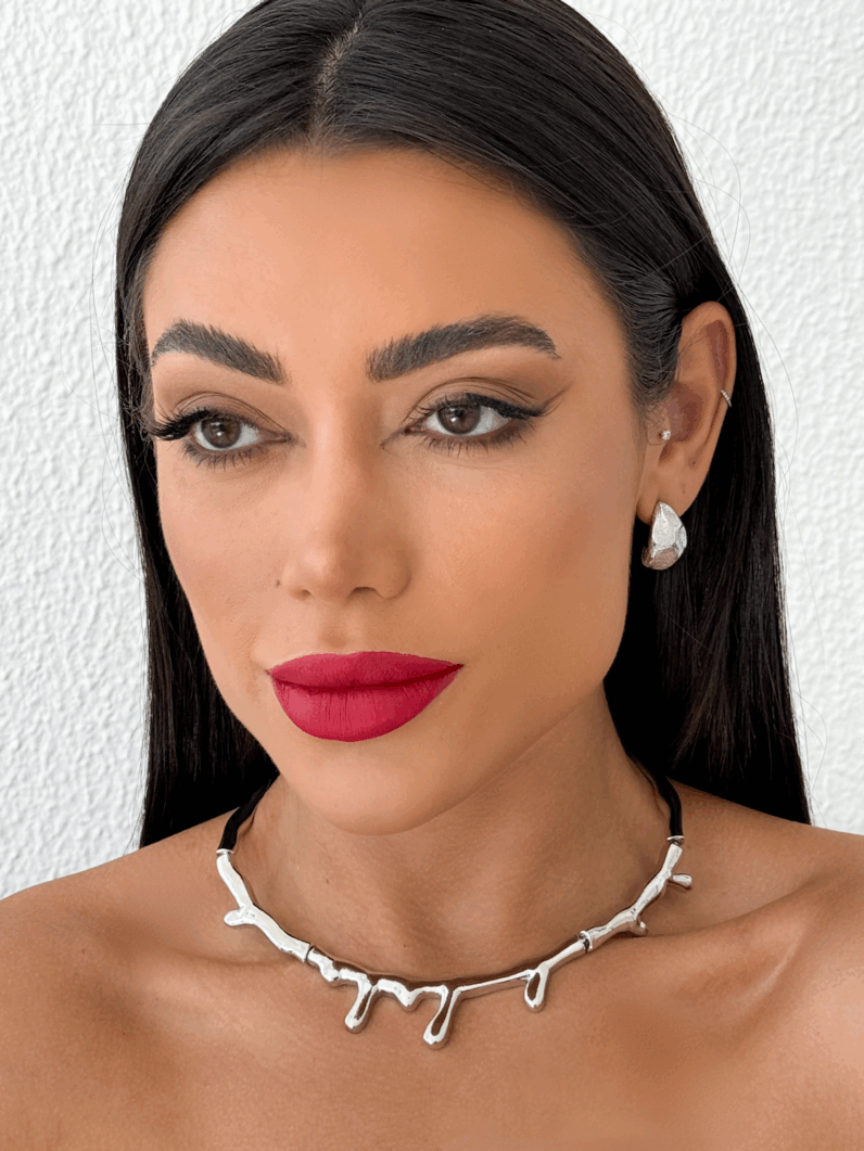 Choker Folheado a Ouro 18k e Prata Martelado Clover