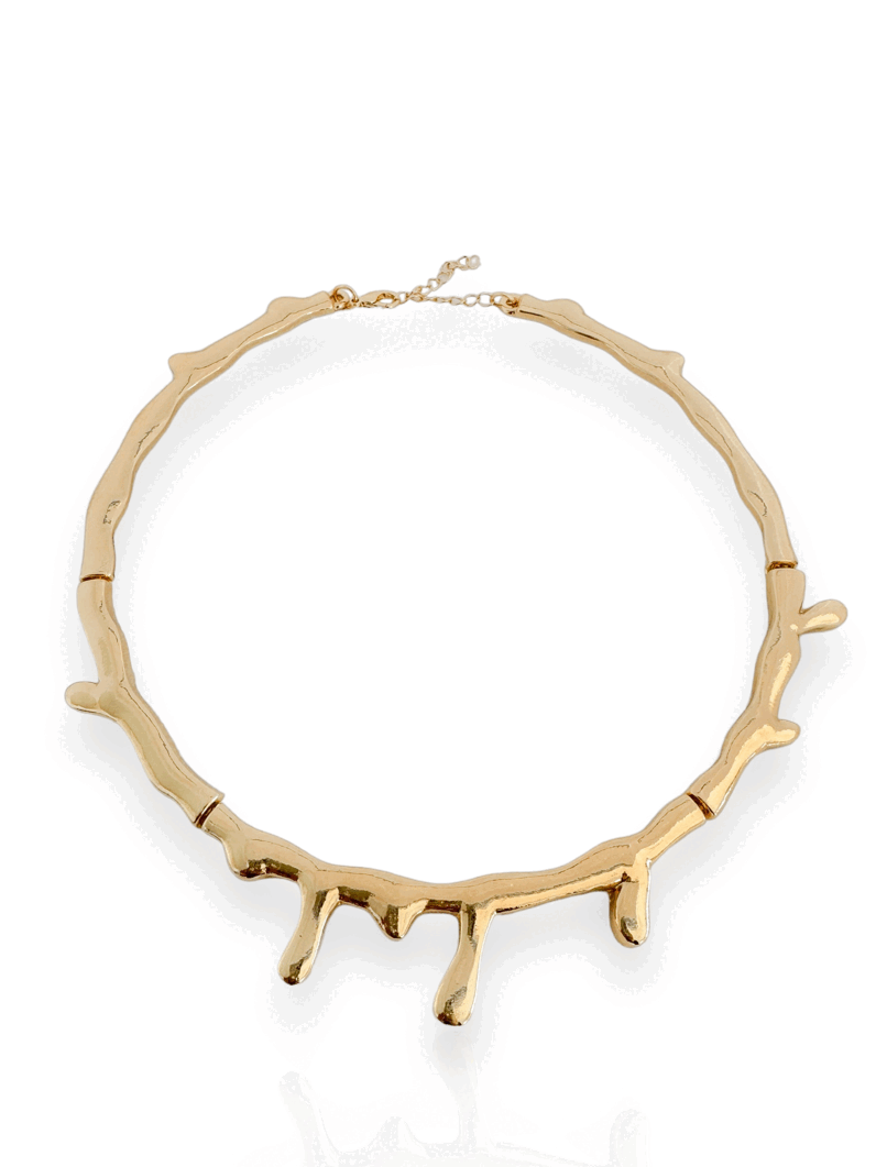 Choker Folheado a Ouro 18k e Prata Martelado Clover