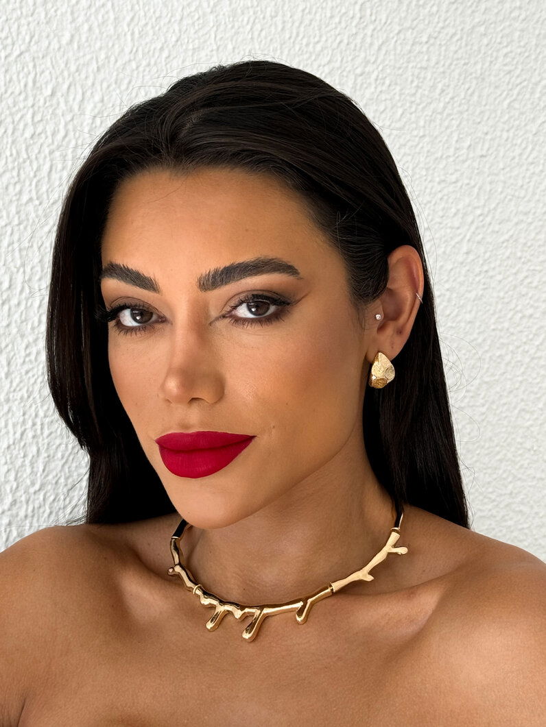 Choker Folheado a Ouro 18k e Prata Martelado Clover