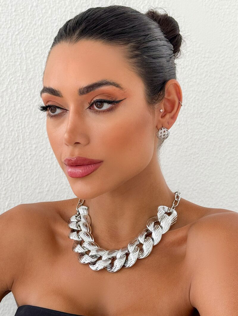 Choker Folheado a Ouro 18k e Prata Maxi Elos Texturizados