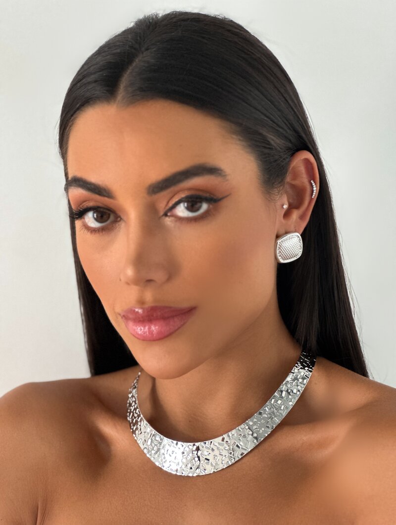 Choker Folheado a Ouro 18k e Prata Meio Aro Texturizado