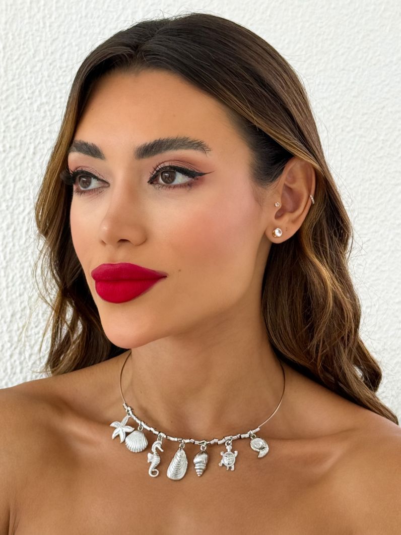 Choker Folheado a Ouro 18k e Prata Pingentes Alto Verão