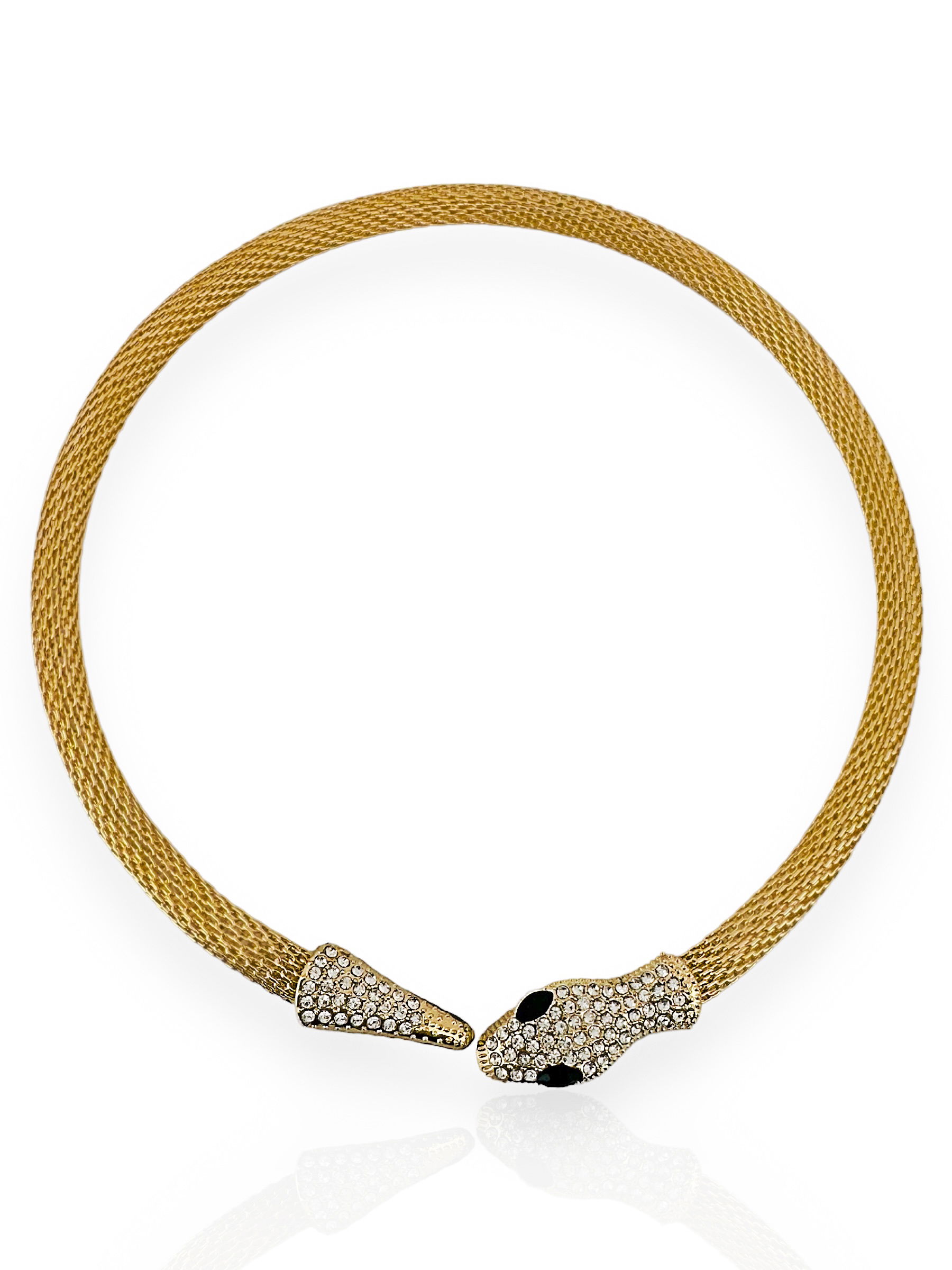 Choker Folheado a Ouro 18k e Prata Rabo de Tatu Com Serpente