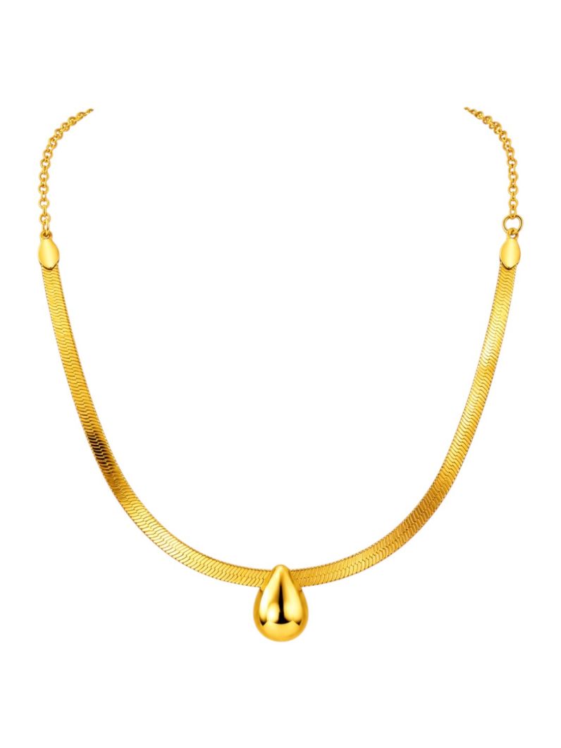 Choker Folheado a Ouro 18k Fita Laminada Com Gota