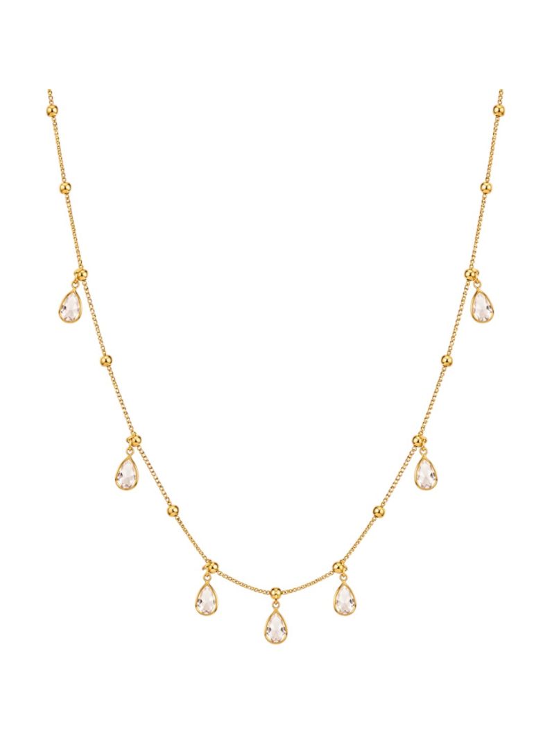Choker Folheado a Ouro 18k Gotas de Cristal