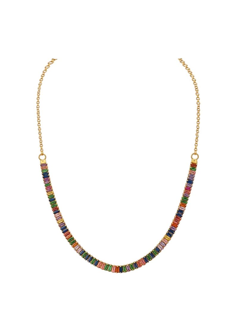 Choker Folheado a Ouro 18k Navetes Coloridos