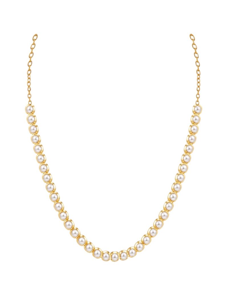 Choker Folheado a Ouro 18k Perolas Lisas