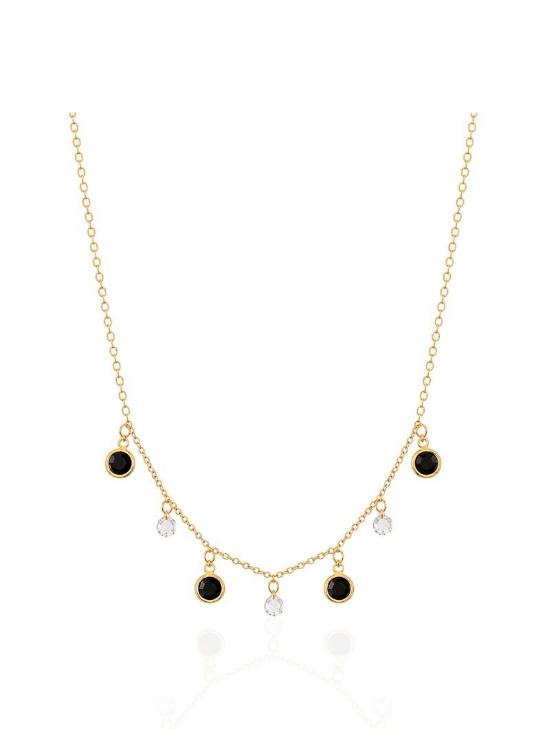 Choker Folheado a Ouro 18k Pontos de Luz e Cristais Pretos
