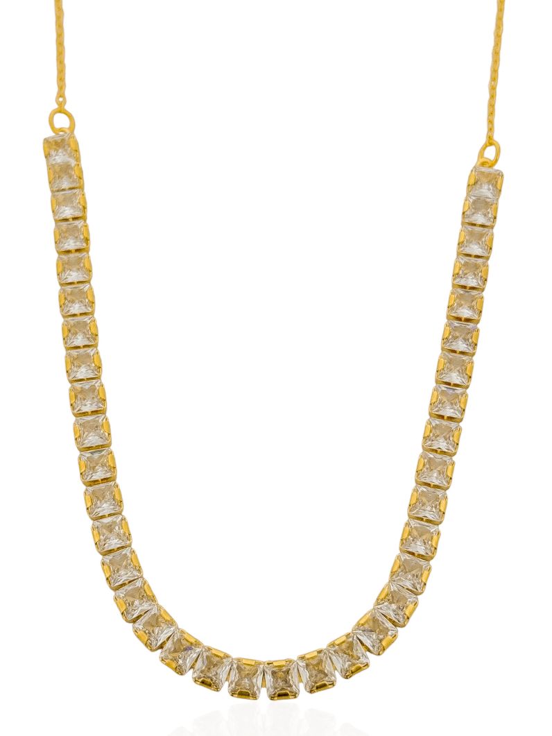 Choker Folheado a Ouro 18k Quadrados de Zirconia