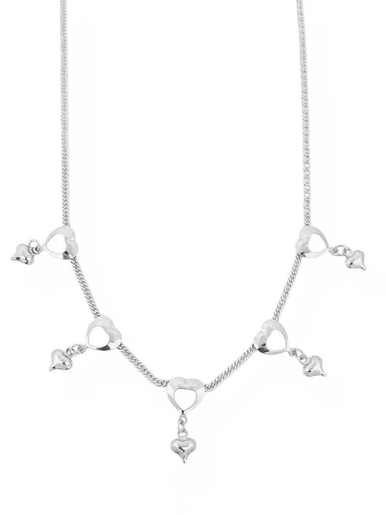 Choker Folheado a Prata 925 Com Corações