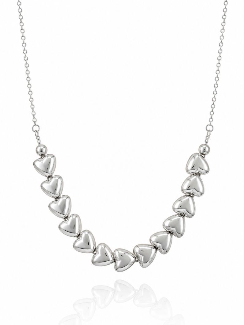 Choker Folheado a Prata 925 Corações Lisos