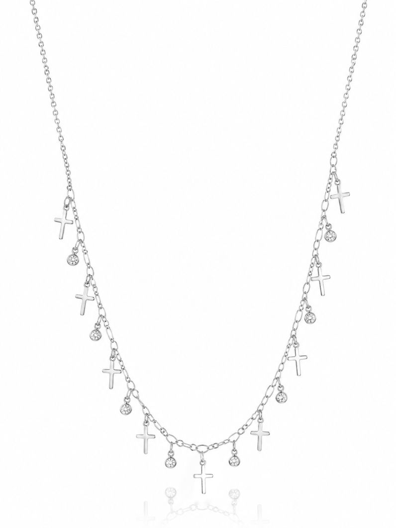 Choker Folheado a Prata 925 Cruz e Ponto de Luz