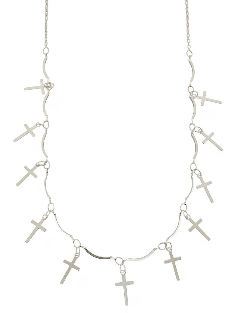 Choker Folheado a Prata 925 Design Cruzes