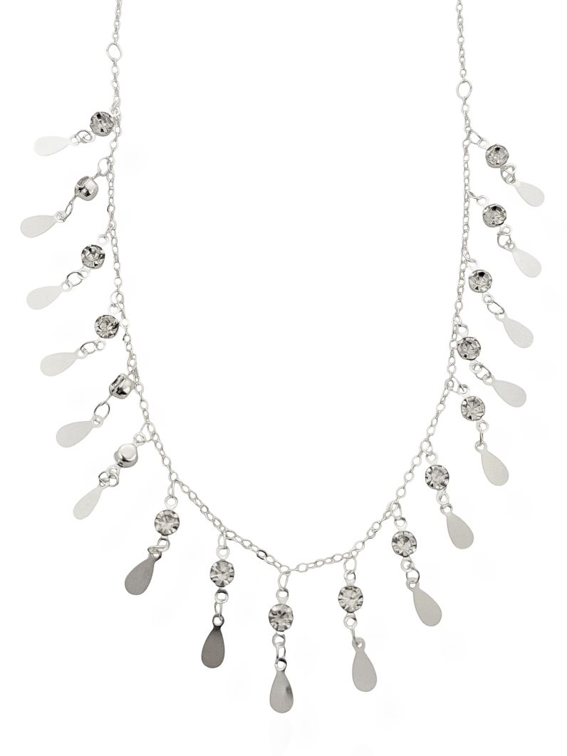 Choker Folheado a Prata 925 Design Gotas e Pontos de Luz