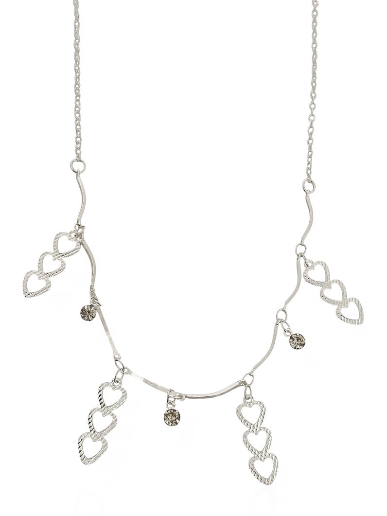 Choker Folheado a Prata 925 Design Moderno com Corações