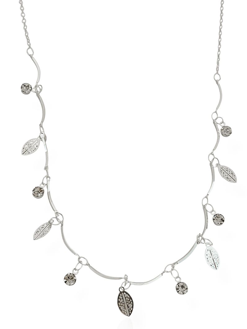 Choker Folheado a Prata 925 Design Moderno com Folhas