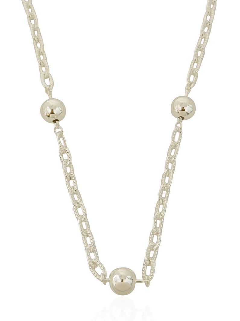 Choker Folheado a Prata 925 Elos Ovais e Esferas