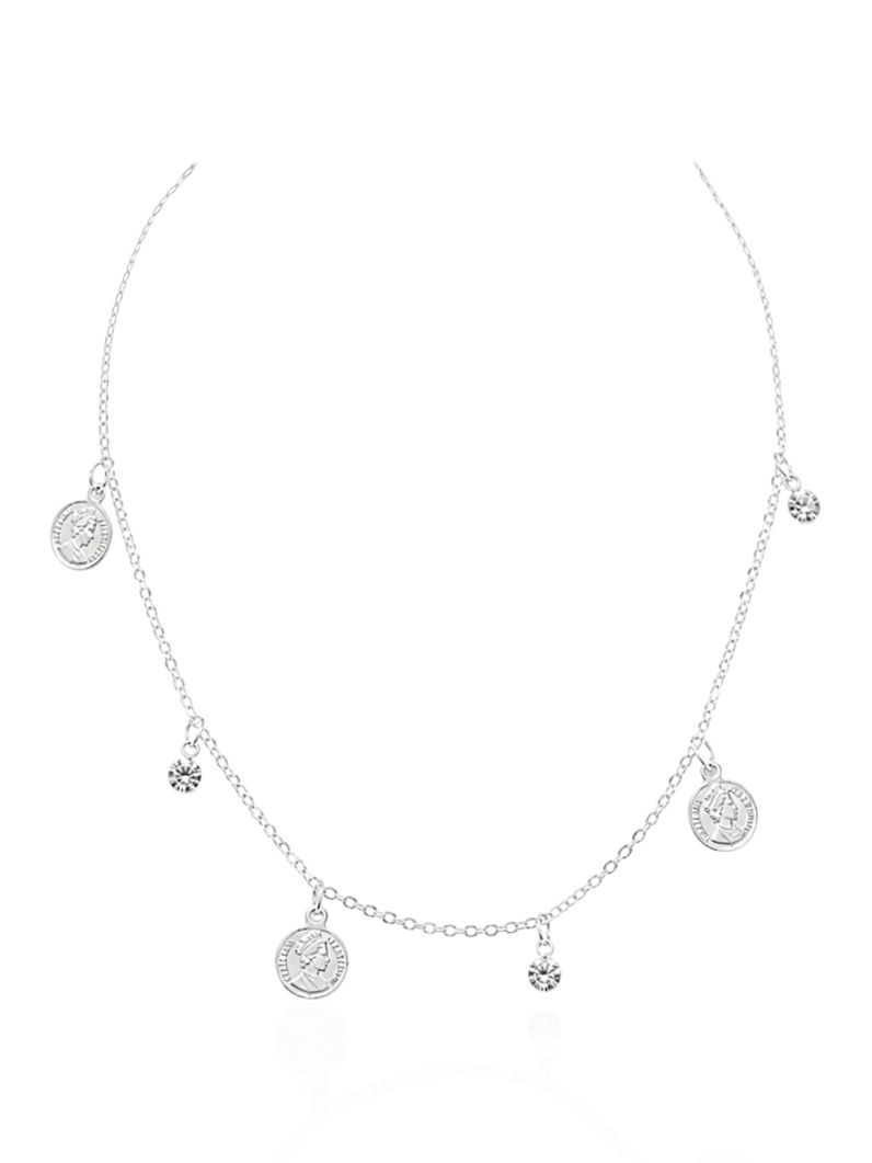 Choker Folheado a Prata 925 Medalhão e Ponto de Luz