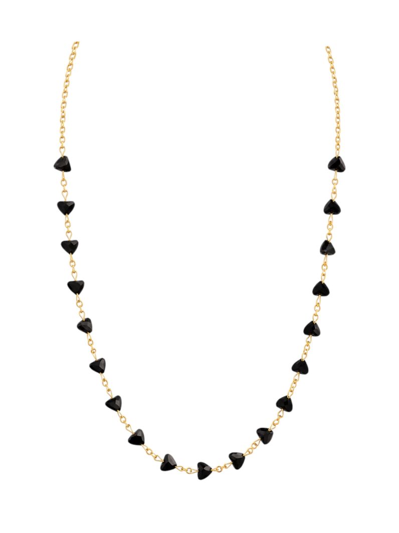 Choker Folheado Ouro 18k Cristais Preto