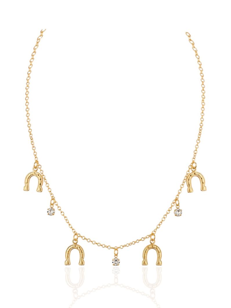 Choker Folheado Ouro 18k Ferradura e Ponto de Luz