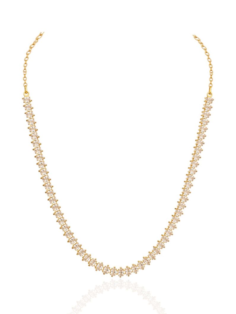 Choker Folheado Ouro 18k Navete Cristal
