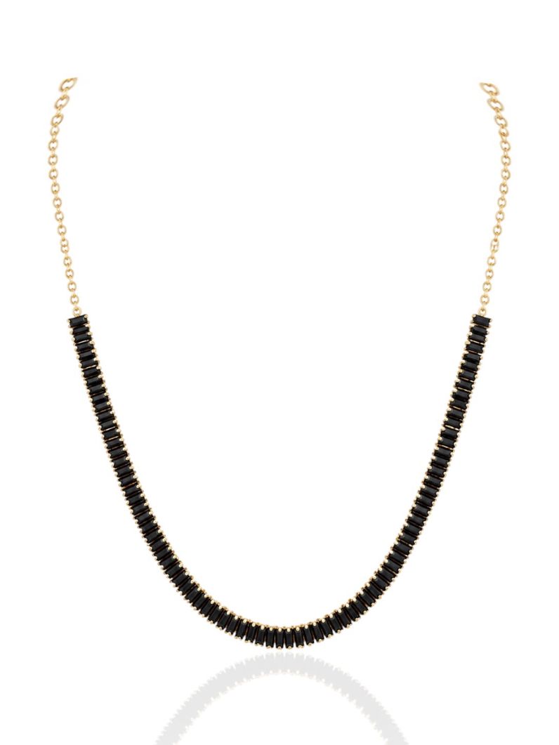 Choker Folheado Ouro 18k Navete Preto