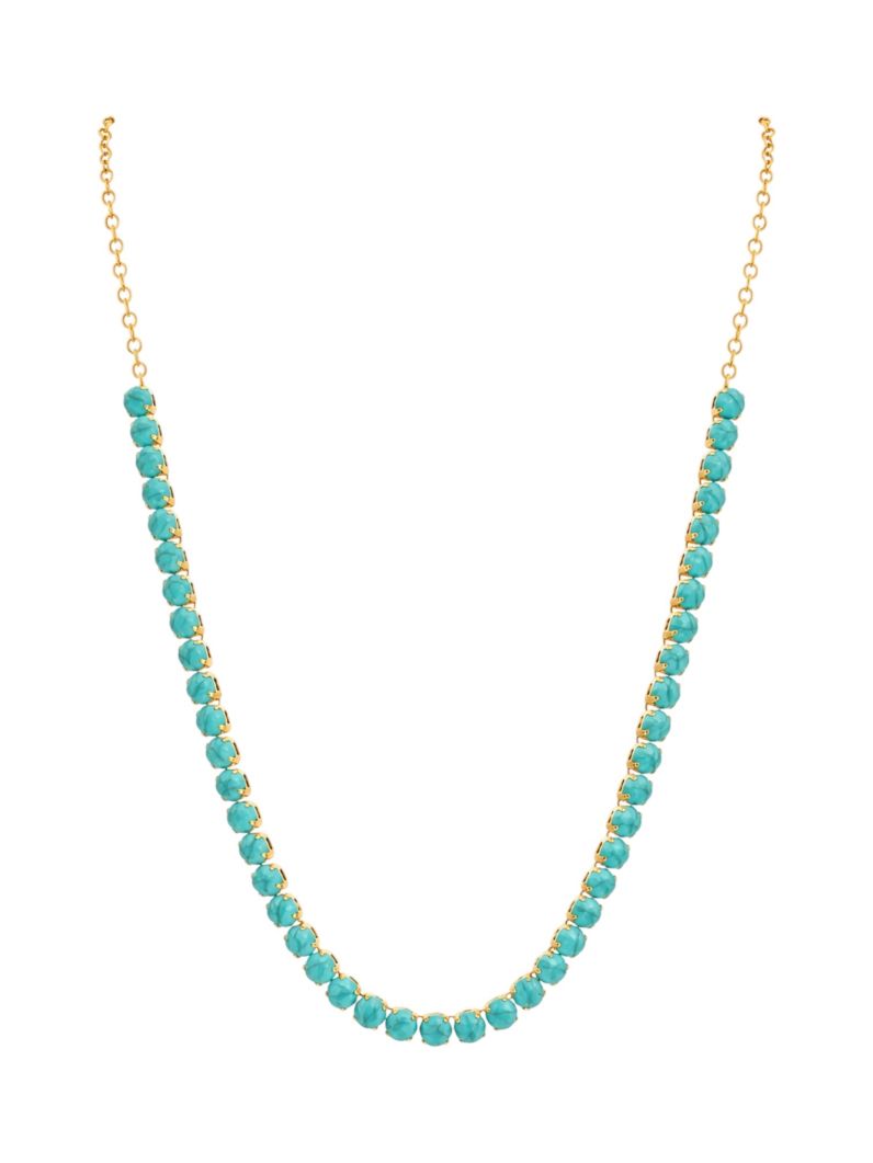 Choker Folheado Ouro 18k Turquesa