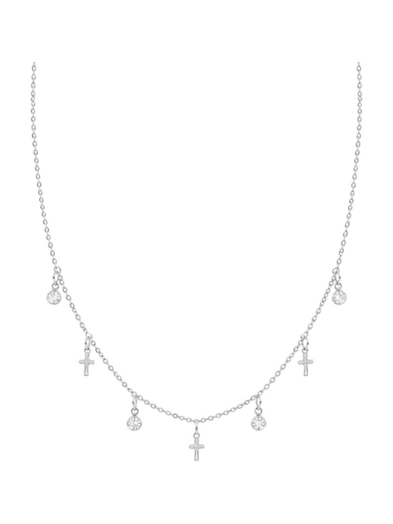Choker Folheado Prata 925 Cruz Com Cristais