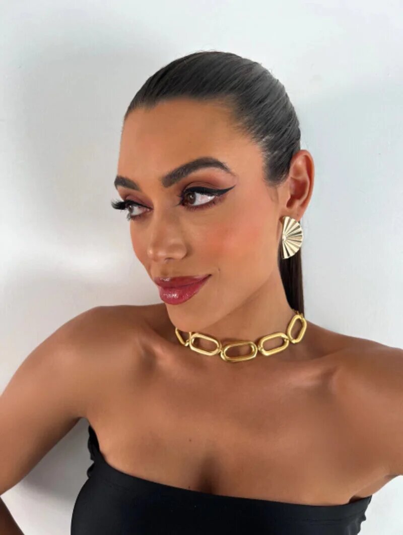 CHOKER MAX BLOGUER ELO FOLHEADO A OURO 18K E PRATA