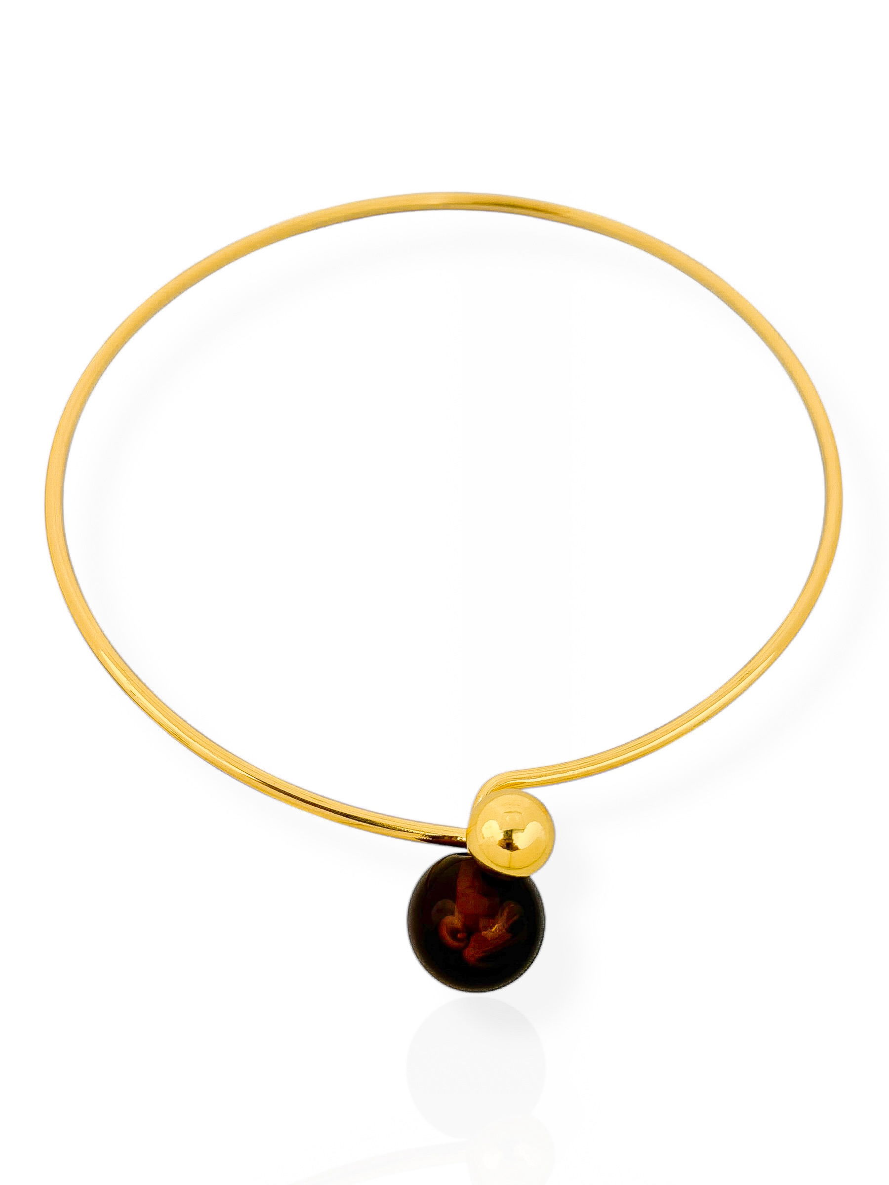 Choker Semi joia Aro Esferas Com Acrílico Marrom