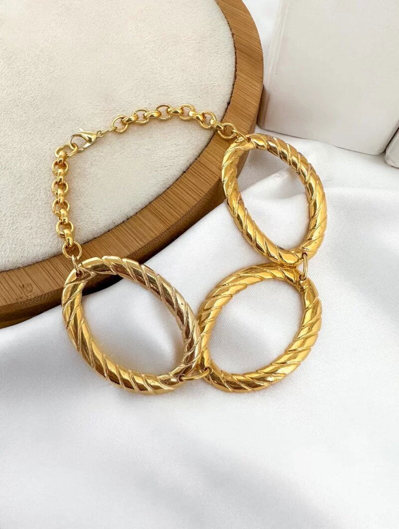 pulseira inspiração blogger folheada a ouro 18k