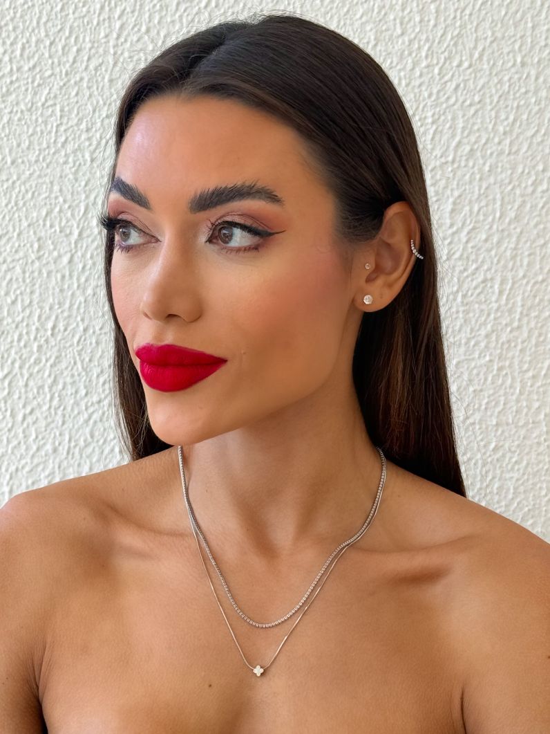 Colar Aço Inoxidavel Duplo Folheado a Ouro 18k e Prata Cordão Cravejado Inspiração