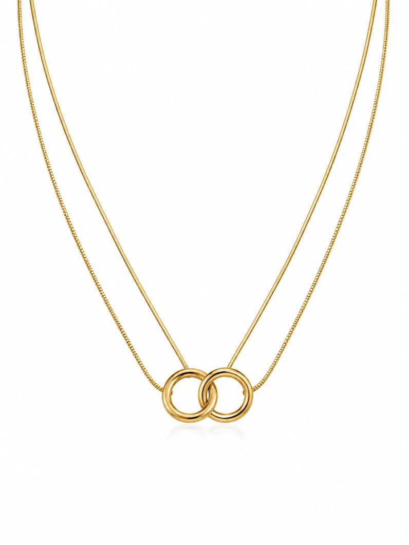 Colar Aço Inoxidavel Folheado a Ouro 18K Argolas Lisas