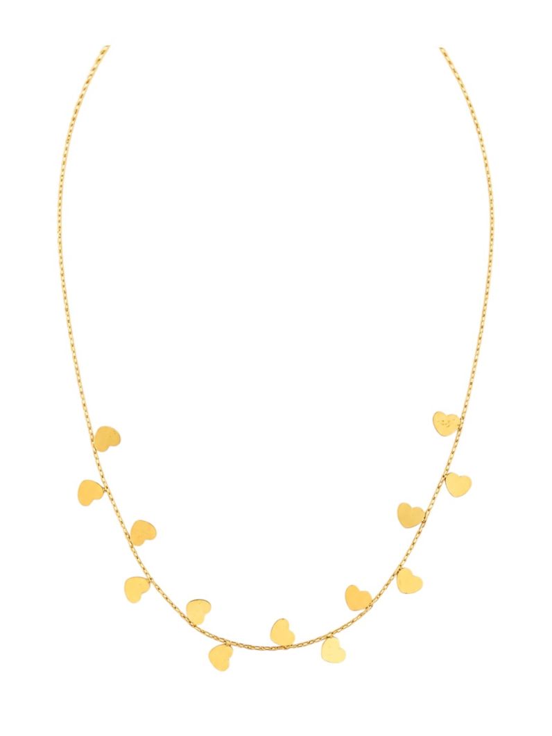 Colar Aço Inoxidavel Folheado a Ouro 18k Corações Liso