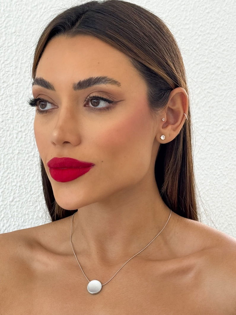 Colar Aço Inoxidável Folheado a Ouro 18k e Prata Design Circulo Acetinado