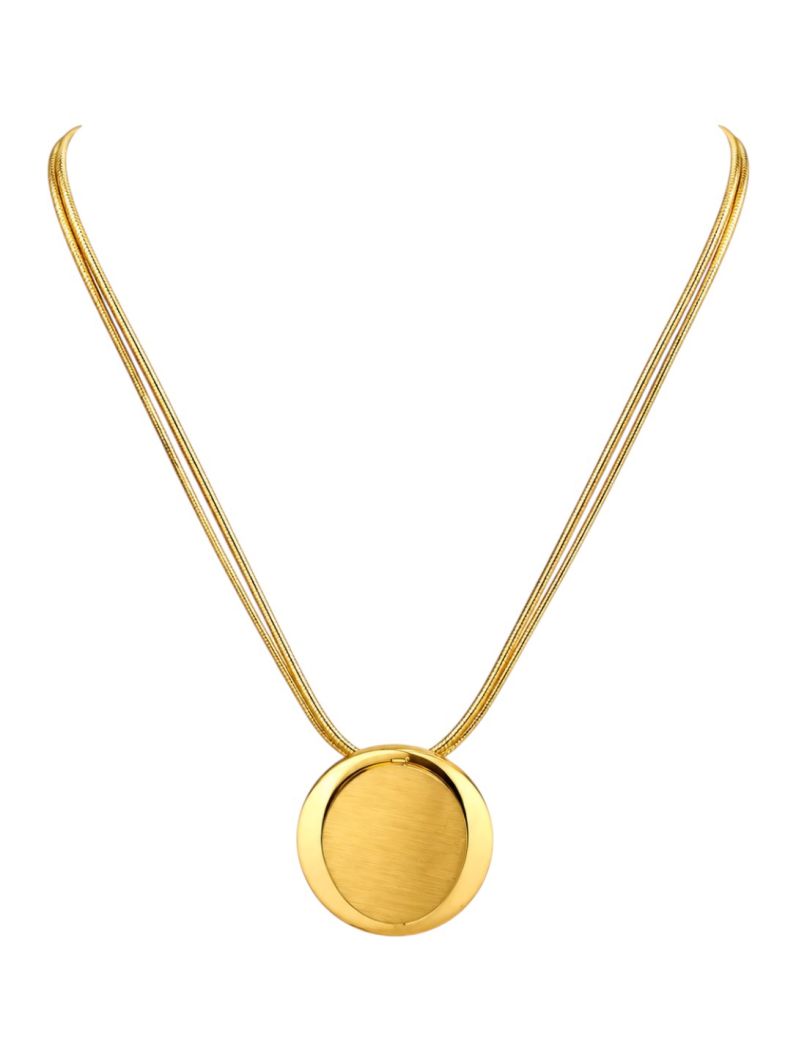 Colar Aço Inoxidavel Folheado a Ouro 18k e Prata Fios Com Pingente Circulos Organico Lisos
