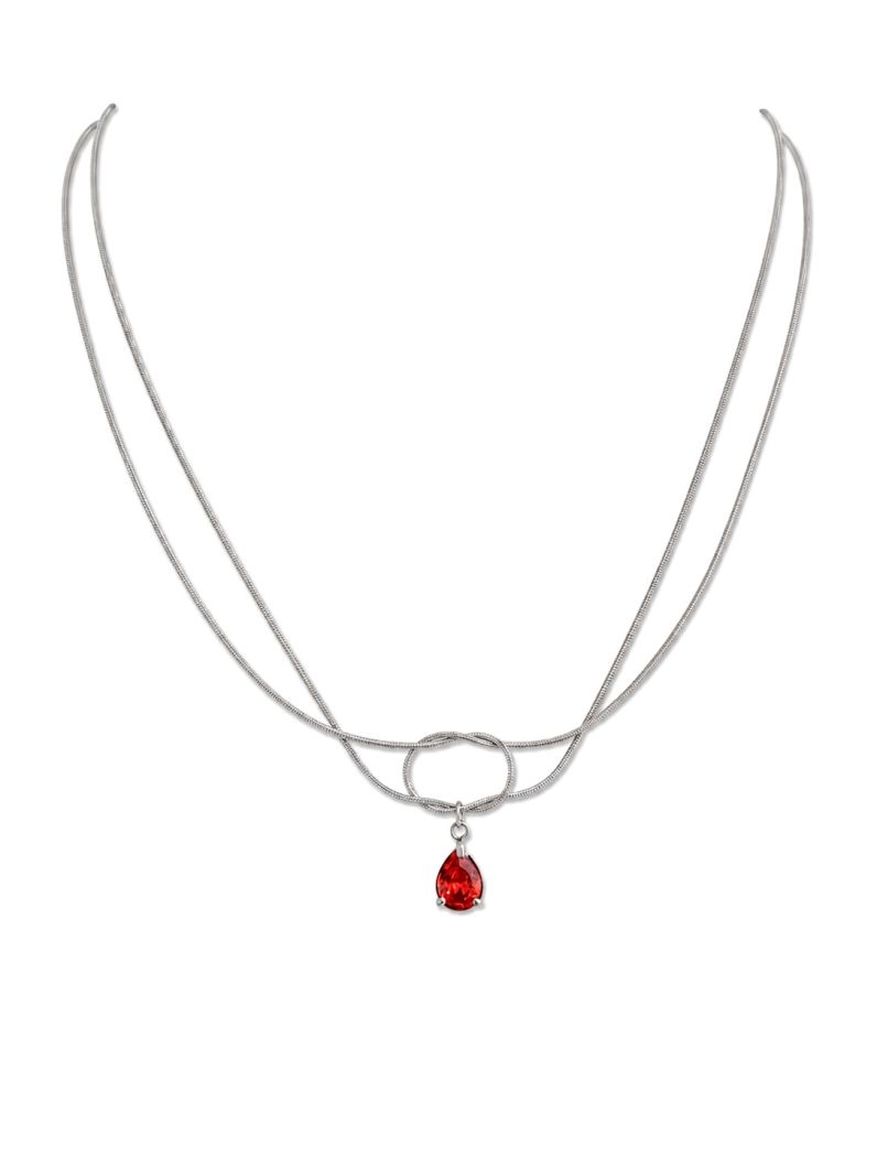 Colar Aço Inoxidável Folheado a Ouro 18k e Prata Gota Cristal