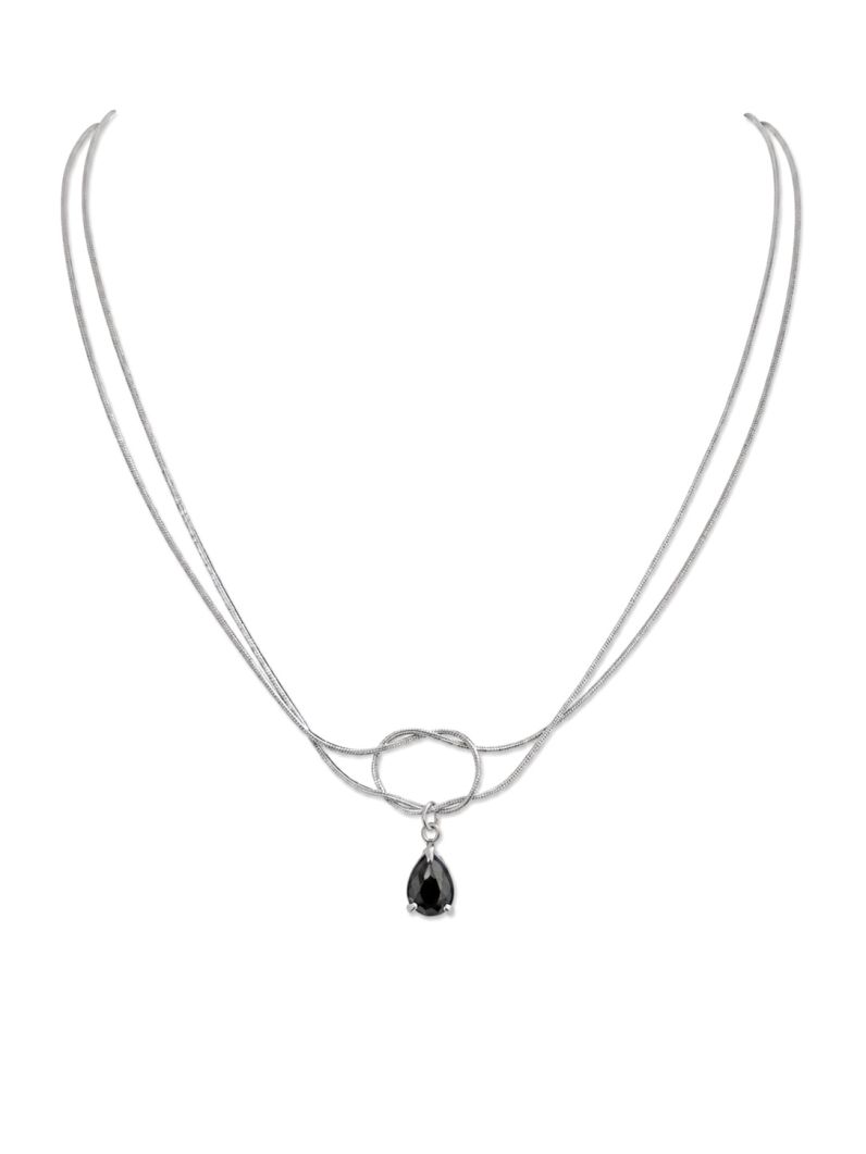 Colar Aço Inoxidável Folheado a Ouro 18k e Prata Gota Cristal